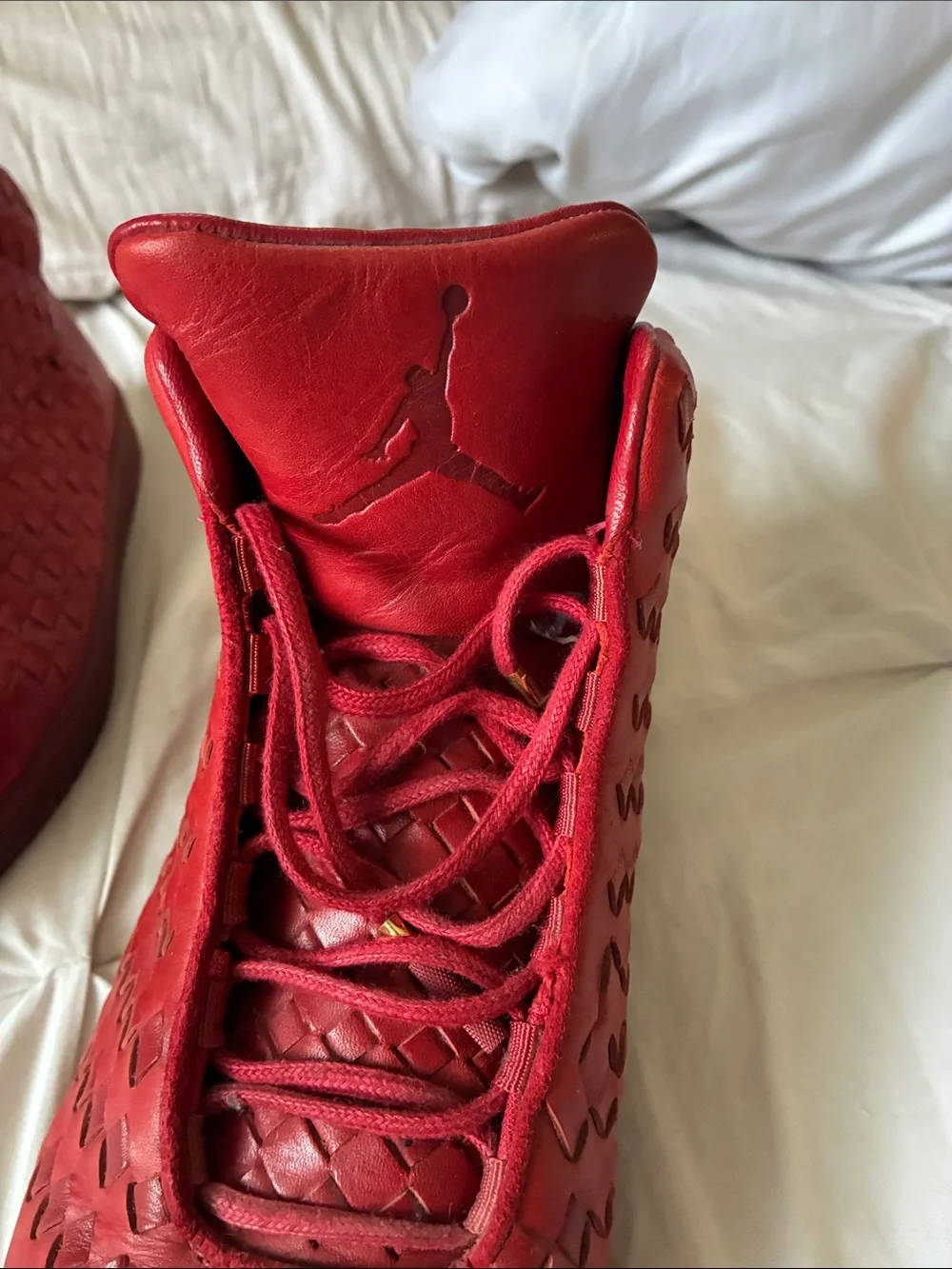 Red Woven High-Top Leather Sneakers - men’s